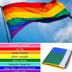 Sale 90* 150 cm/3* 5 fod Regnbueflag Gay Pride Peace LGBT Polyesterflag Transgender-banner Flag & Vindposer