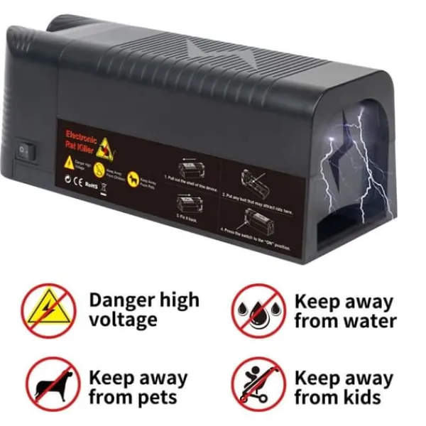 Skadedyrsfælder^8000 High Voltage Electronic Rat Trap Killer Electric Control Zapper Rodent Pest