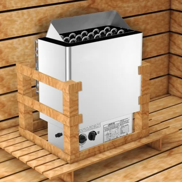 Clearance 9 kW saunaovn 380V-415V, våd&tør elektrisk med indbygget kontrol. Rustfrit stål saunahegn, perfekt til afslapning. Sauna