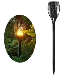 Flag & Vindposer^96 LEDs Vattentät Solar Flame Lamp ABS-hus Flimrande Dansande Flame Ficklampa för trädgårdslandskap