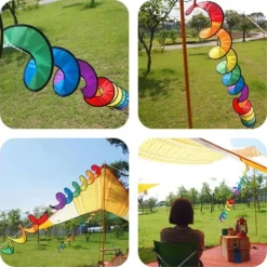 Online 1,6 m Pride Rainbow spiral vind spinner telt flag dekoration Flag & Vindposer