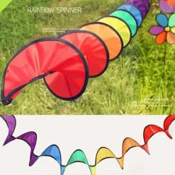 Online 1,6 m Pride Rainbow spiral vind spinner telt flag dekoration Flag & Vindposer