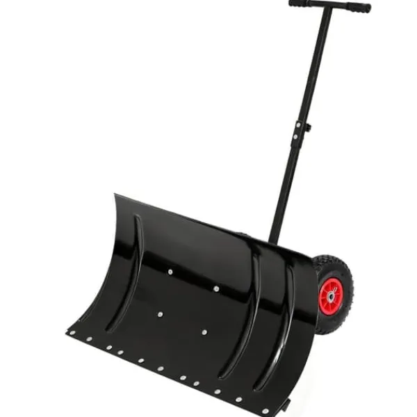 Online 30" metal sneskovl med 15" højde og 2 hjul, justerbart vinkel- og højdehåndtag til nem snerydning, ergonomisk dobbeltrørsdesign Snerydning