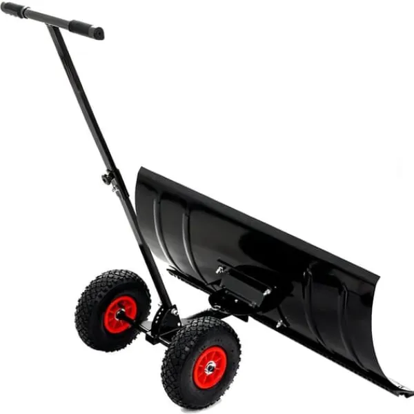 Online 30" metal sneskovl med 15" højde og 2 hjul, justerbart vinkel- og højdehåndtag til nem snerydning, ergonomisk dobbeltrørsdesign Snerydning