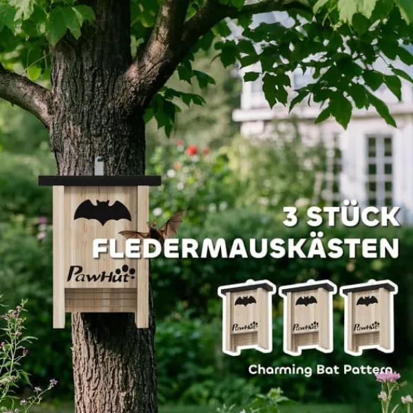 Best 3 pakker flagermusreder, flagermuskasser til haver, frugthaver, gårde, nem ophængning, 18 x 6 x 22,5 cm Til Fugle & Småvildt