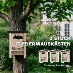 Til Fugle & Småvildt^3 pakker flagermusreder, flagermuskasser til haver, frugthaver, gårde, nem ophængning, 18 x 6 x 22,5 cm