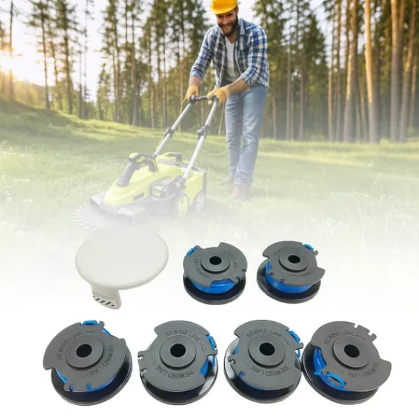 Havemaskiner^6+1 reservespole og hætte til Ryobi trimmer