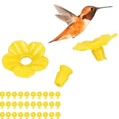 Outlet 30 set Hummingbird Matare Blommor Flerfärgad Unik Utbytbar Hummingbird Fågel Matare Blom Tillbehör Gul Til Fugle & Småvildt