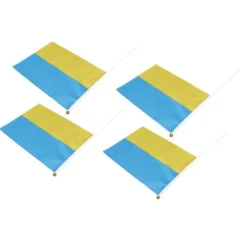 Flag & Vindposer^10 set Ukraina handhållna flaggor Polyester blekningsbeständig mini lättvikts Ukraina handhållen stickflagga 11.0-11.8x7.9in