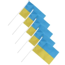 Flag & Vindposer^10 set Ukraina handhållna flaggor Polyester blekningsbeständig mini lättvikts Ukraina handhållen stickflagga 11.0-11.8x7.9in