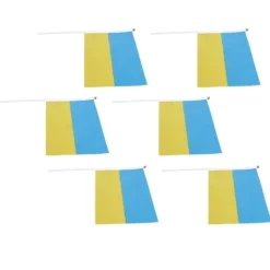 Flag & Vindposer^10 set Ukraina handhållna flaggor Polyester blekningsbeständig mini lättvikts Ukraina handhållen stickflagga 11.0-11.8x7.9in