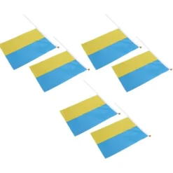 Flag & Vindposer^10 set Ukraina handhållna flaggor Polyester blekningsbeständig mini lättvikts Ukraina handhållen stickflagga 11.0-11.8x7.9in