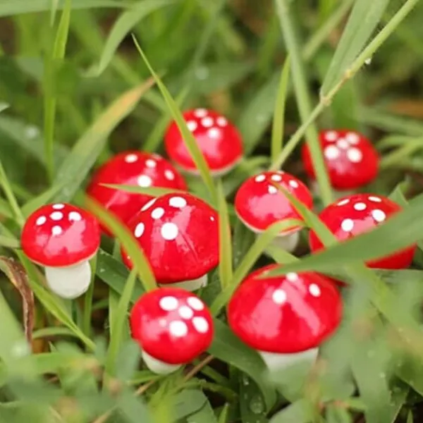 Havedekorationer^50 st Mini svampdekoration Miniatyrträdgårdshantverk liten konstgjord svamp