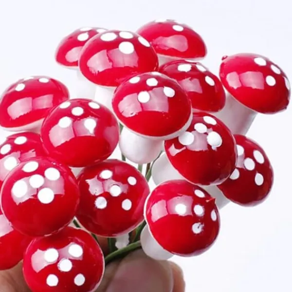 Havedekorationer^50 st Mini svampdekoration Miniatyrträdgårdshantverk liten konstgjord svamp