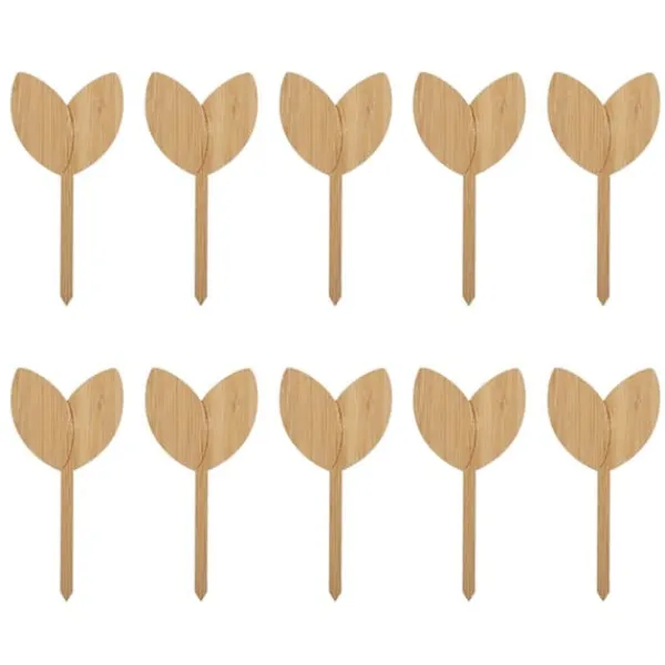 Havedekorationer^10 st Växtetiketter Bambu Material Lätt att skriva 1/8 i tjocklek Dekorativa trädgårdsmarkörer för trädgårdsmästare Bladform