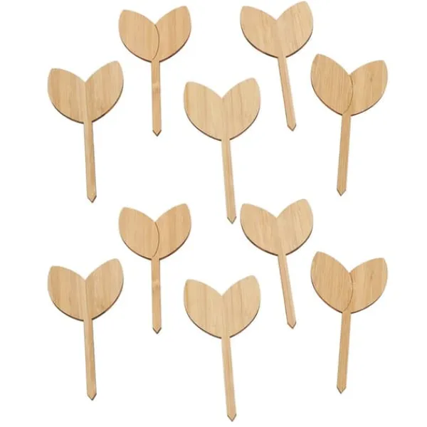 Havedekorationer^10 st Växtetiketter Bambu Material Lätt att skriva 1/8 i tjocklek Dekorativa trädgårdsmarkörer för trädgårdsmästare Bladform