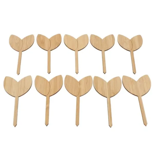 Havedekorationer^10 st Växtetiketter Bambu Material Lätt att skriva 1/8 i tjocklek Dekorativa trädgårdsmarkörer för trädgårdsmästare Bladform