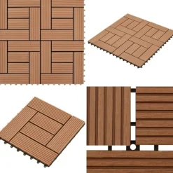 Havedekorationer^11 stk. Brune 30 x 30 cm dækningsfliser WPC 1 m2 - - Home & Living