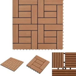 Havedekorationer^11 stk. Brune 30 x 30 cm dækningsfliser WPC 1 m2 - Gulve