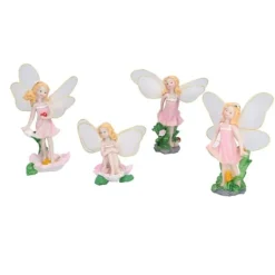 Havedekorationer^4 Stk Flower Fairies Figurer Statue Have Home Ornament Resin Model Miniature Landscape Decor