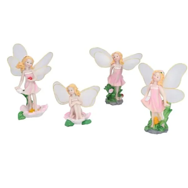 Havedekorationer^4 Stk Flower Fairies Figurer Statue Have Home Ornament Resin Model Miniature Landscape Decor