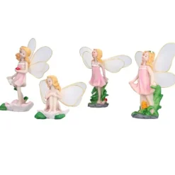 Havedekorationer^4 Stk Flower Fairies Figurer Statue Have Home Ornament Resin Model Miniature Landscape Decor