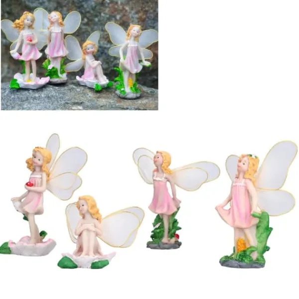 Havedekorationer^4 Stk Flower Fairies Figurer Statue Have Home Ornament Resin Model Miniature Landscape Decor