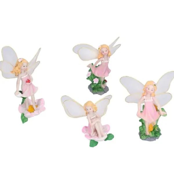 Havedekorationer^4 Stk Flower Fairies Figurer Statue Have Home Ornament Resin Model Miniature Landscape Decor