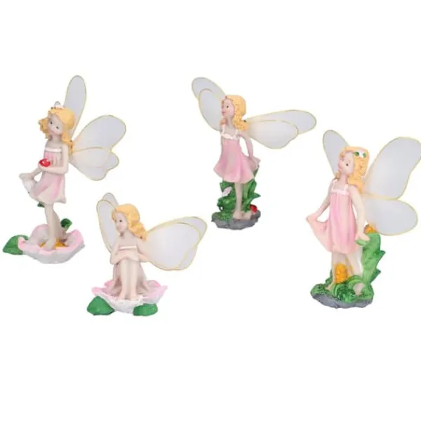Havedekorationer^4 Stk Flower Fairies Figurer Statue Have Home Ornament Resin Model Miniature Landscape Decor