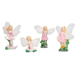 Havedekorationer^4 Stk Flower Fairies Figurer Statue Have Home Ornament Resin Model Miniature Landscape Decor