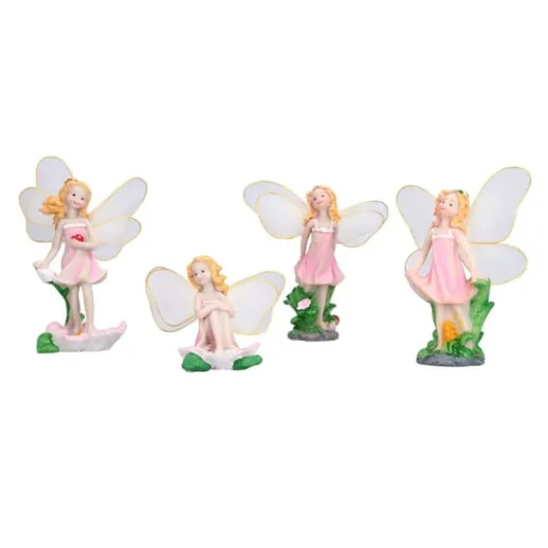 Havedekorationer^4 Stk Flower Fairies Figurer Statue Have Home Ornament Resin Model Miniature Landscape Decor