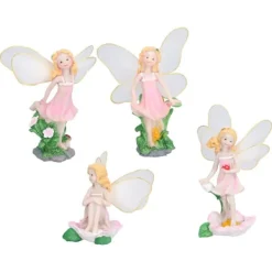 Havedekorationer^4 Stk Flower Fairies Figurer Statue Have Home Ornament Resin Model Miniature Landscape Decor