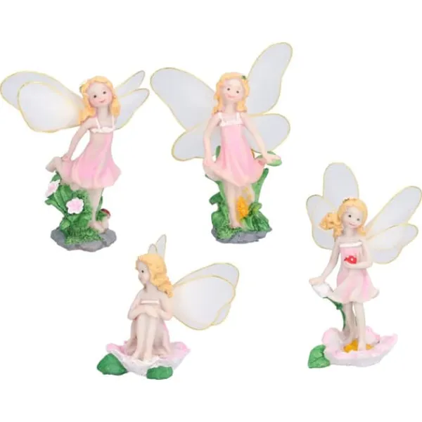Havedekorationer^4 Stk Flower Fairies Figurer Statue Have Home Ornament Resin Model Miniature Landscape Decor