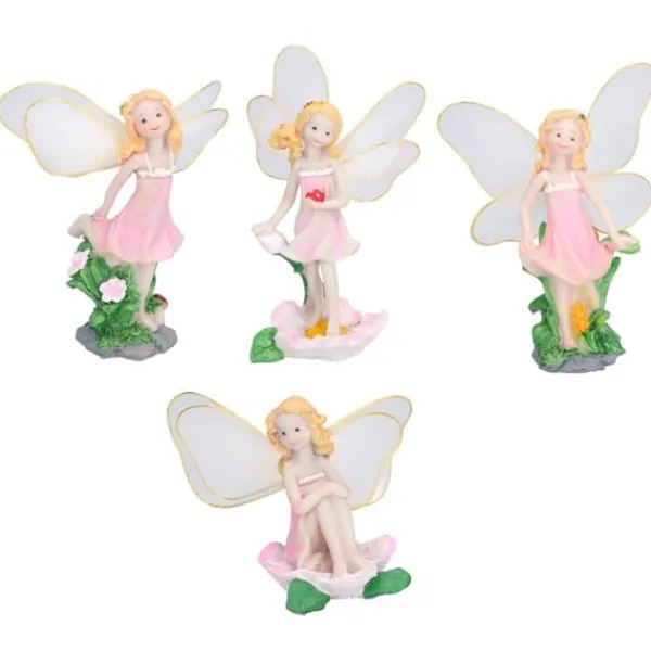 Havedekorationer^4 Stk Flower Fairies Figurer Statue Have Home Ornament Resin Model Miniature Landscape Decor
