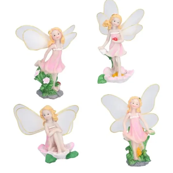 Havedekorationer^4 Stk Flower Fairies Figurer Statue Have Home Ornament Resin Model Miniature Landscape Decor
