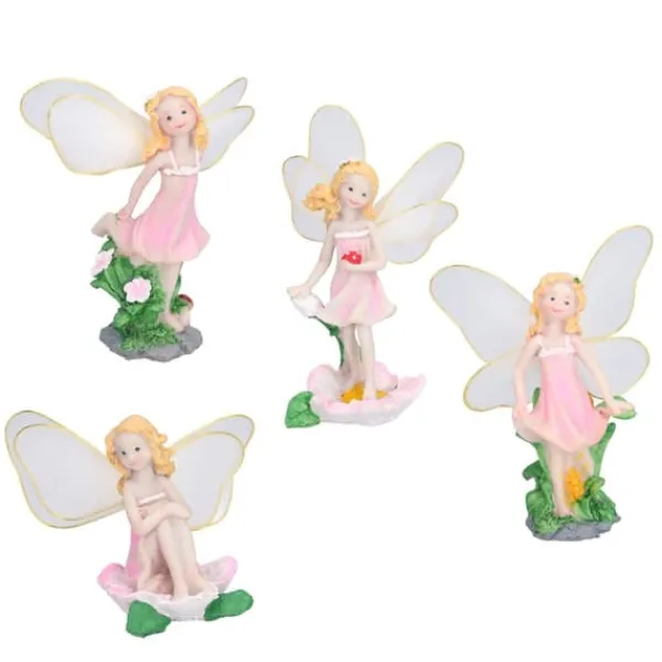 Havedekorationer^4 Stk Flower Fairies Figurer Statue Have Home Ornament Resin Model Miniature Landscape Decor