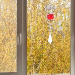 Sale 2 stk. Gazing Ball Spiral Halevindspinner Stabilisator Rustfrit Stål Spiral Vindklokke Til Udendørs Rød Vinddekoration