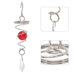 Sale 2 stk. Gazing Ball Spiral Halevindspinner Stabilisator Rustfrit Stål Spiral Vindklokke Til Udendørs Rød Vinddekoration