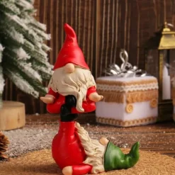 2 stk. gnome-statue, sjov, fræk havenisse-figurdekoration, mini julenissedekoration Havedekorationer