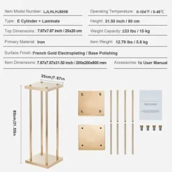 Krukker & Plantebeholdere^4 stk guld metal søjle blomsterstandere, 80 cm høj med geometrisk vase, perfekt til bryllupper og fester. Elegante midterstykker til receptioner.