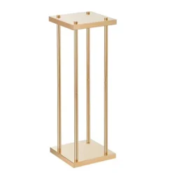 Krukker & Plantebeholdere^4 stk guld metal søjle blomsterstandere, 80 cm høj med geometrisk vase, perfekt til bryllupper og fester. Elegante midterstykker til receptioner.