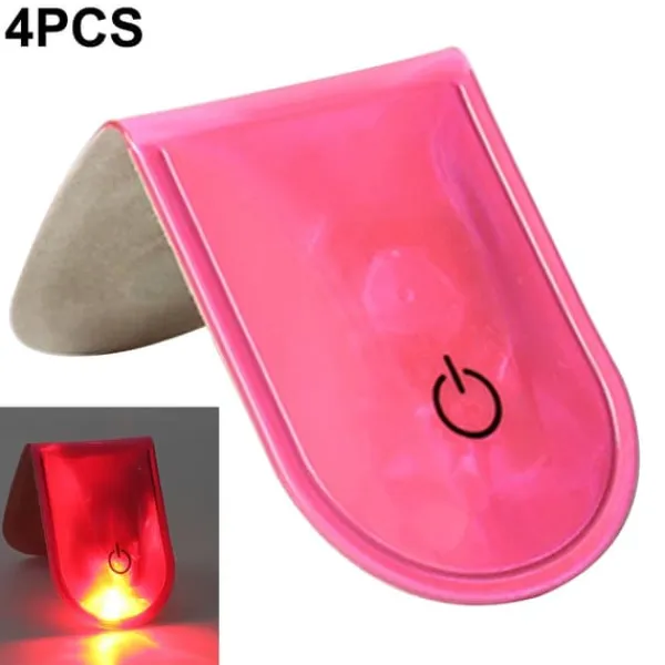 Sikkerhedslamper^4 stk LED-lys Magnetiske Clips Sikkerhed Løbenat Campingaktiviteter - Lyserød