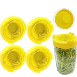 Kit Til Plante- & Urtedyrkning^4 stk. let skylle- og afdrypningsvenlige plastikspirelåg til brede krukker