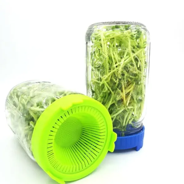 Kit Til Plante- & Urtedyrkning^4 stk. let skylle- og afdrypningsvenlige plastikspirelåg til brede krukker