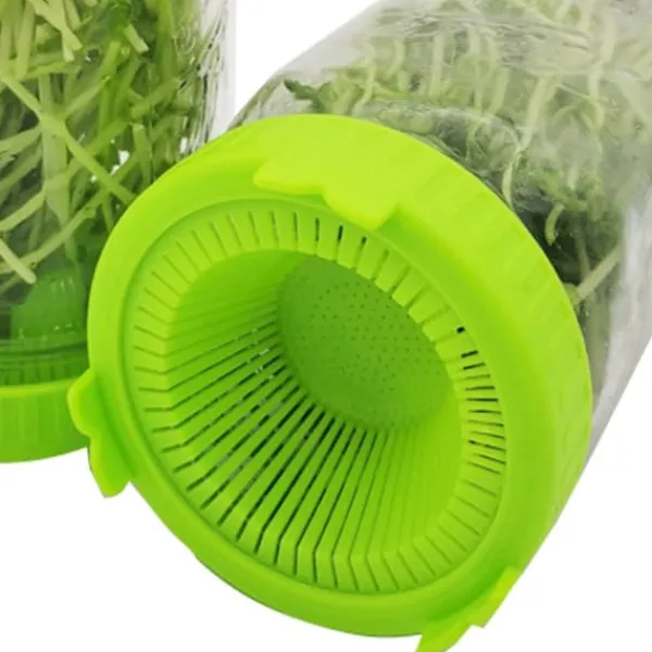 Kit Til Plante- & Urtedyrkning^4 stk. let skylle- og afdrypningsvenlige plastikspirelåg til brede krukker