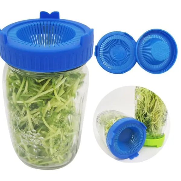 Kit Til Plante- & Urtedyrkning^4 stk. let skylle- og afdrypningsvenlige plastikspirelåg til brede krukker