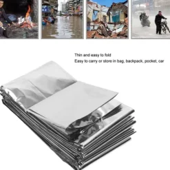 New 4 stk. Nødtæpper Vandtætte Foldbare Bærbare Reflekterende Holder Tørt Overlevelse Varmt Tæppe til Camping Vandring Beredskabsplaner