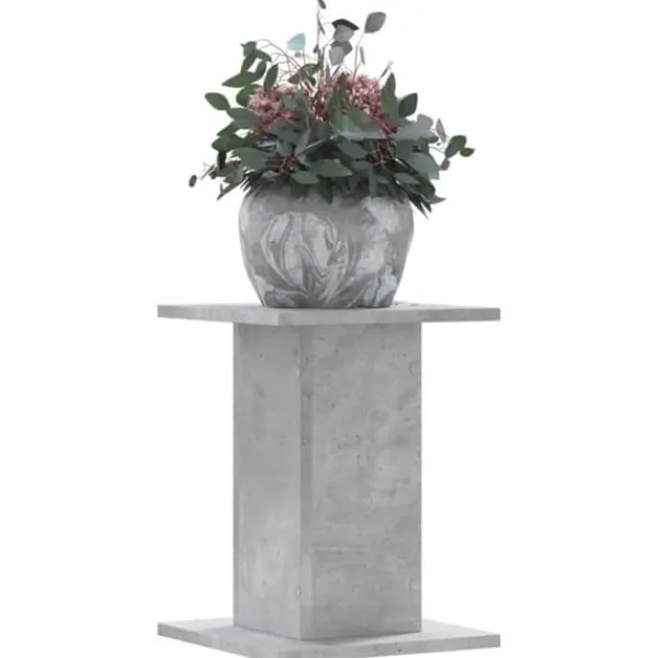 New 2 stk. plantestativer i konstrueret træ - Stabil og slidstærk | Størrelse: 30x30x40 cm | Farve: Betongrå Plantestativer