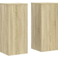 Hot 2 stk. plantestativer i konstrueret træ - Stabilt design | Størrelse: 30x30x70 cm | Farve: Sonoma-eg Plantestativer