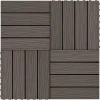 Havedekorationer^11 stk. prægede WPC terrassefliser 30x30 cm | Farve: Mørkebrun | Dækker 1 kvm